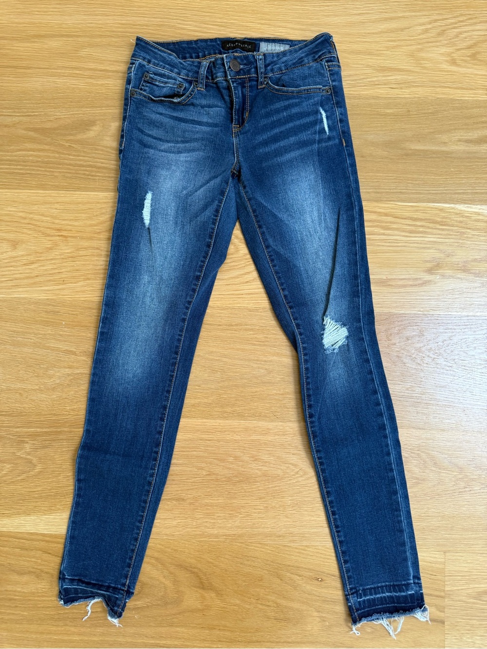 Aeropostale Dark Blue Distressed Skinny Jeans